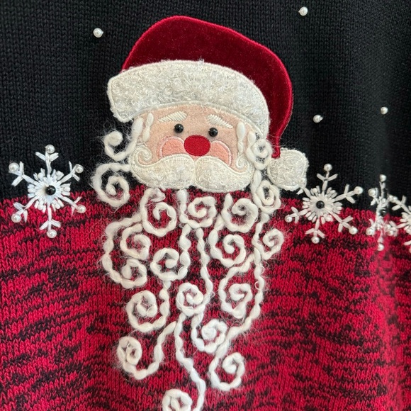 Mandal Bay Santa Pearl Embellished Holiday Christmas Sweater - Picture 2 of 7